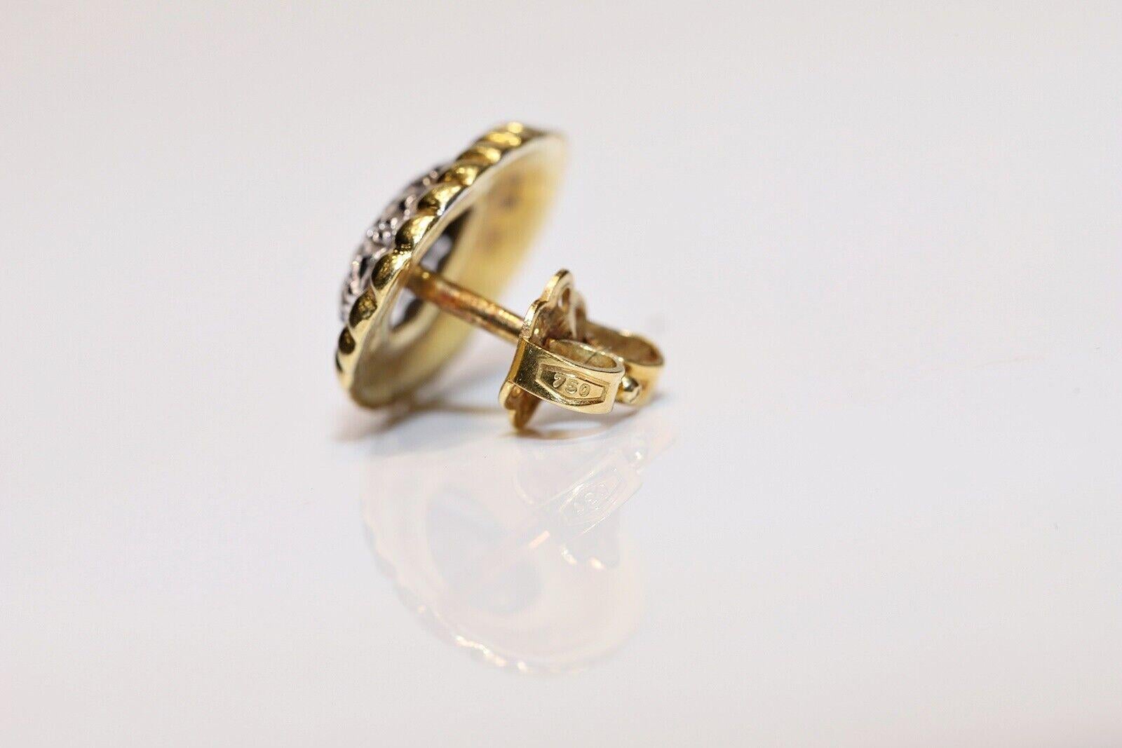 Vintage CIRCA 1970er 18k Gold Natürliche Diamanten verziert Ohrstecker Damen im Angebot