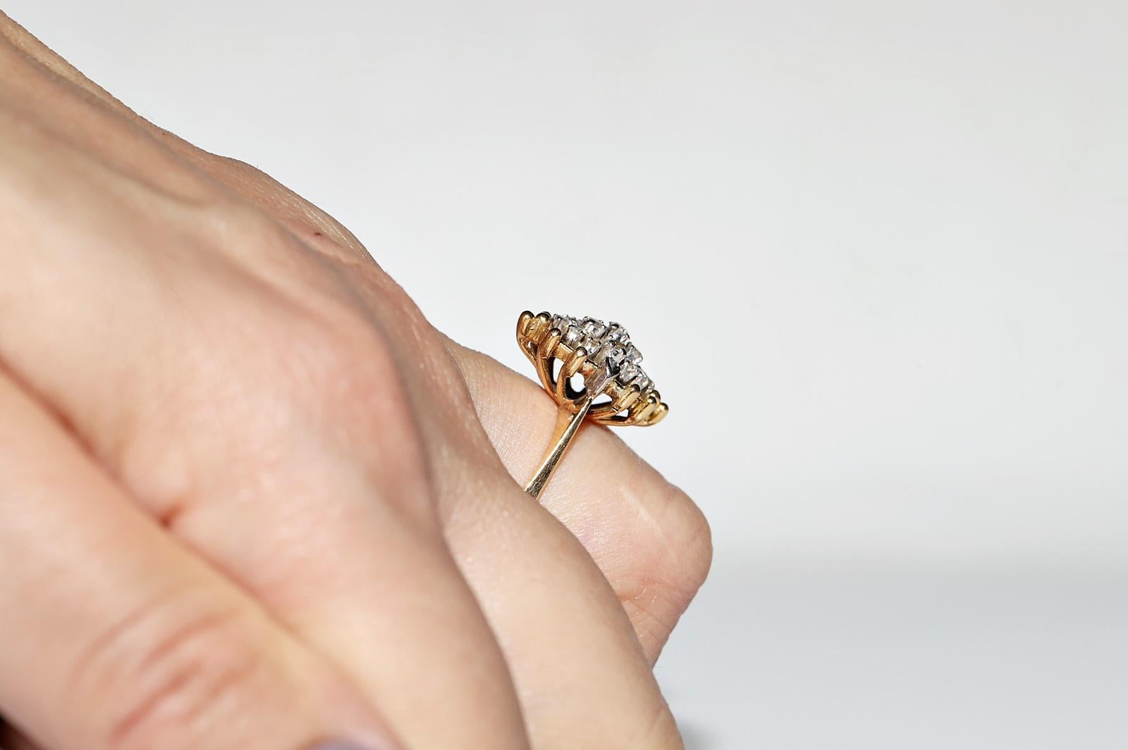 Anello Navette con diamanti naturali in oro 18 carati, vintage, circa anni '70 in vendita 7