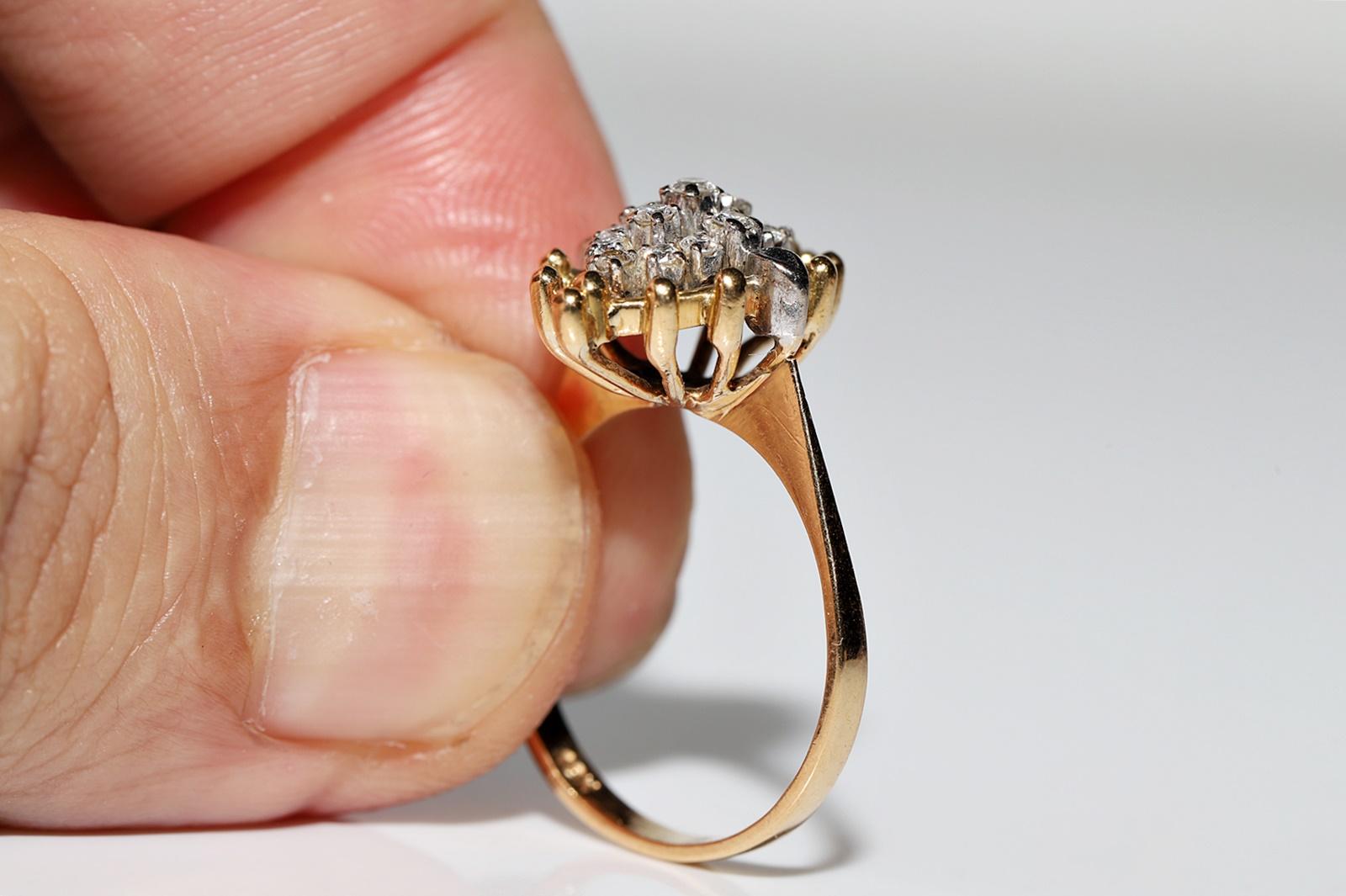 Vintage CIRCA 1970er 18k Gold Natürlicher Diamant Navette Ring  (Brillantschliff) im Angebot