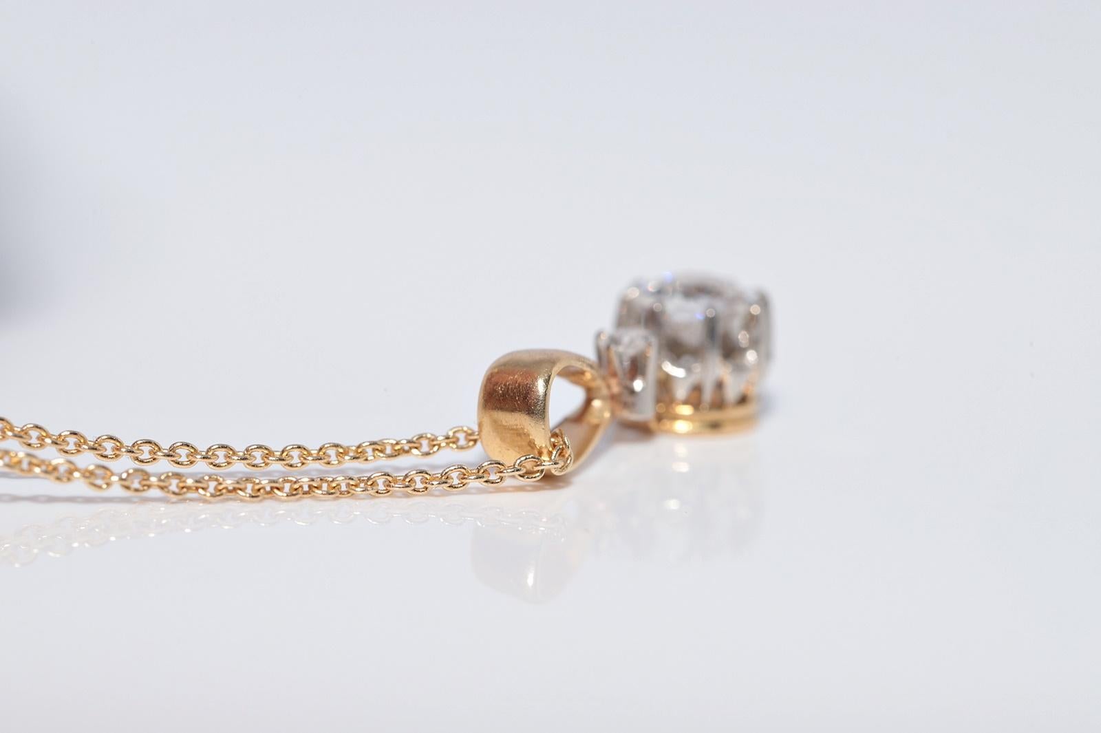 Vintage CIRCA 1970s 18k Gold Natürlicher Altschliff Diamant Solitär Anhänger Halskette im Angebot 5
