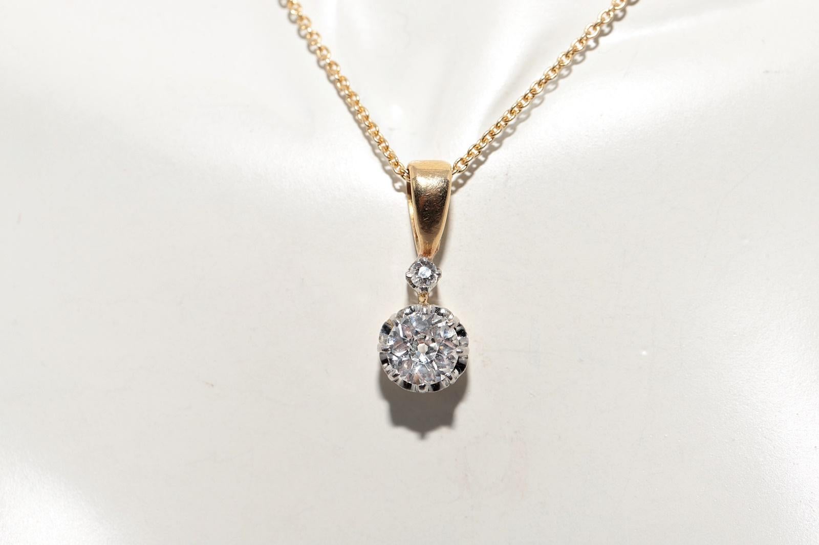 Vintage CIRCA 1970s 18k Gold Natürlicher Altschliff Diamant Solitär Anhänger Halskette im Zustand „Gut“ im Angebot in Fatih/İstanbul, 34