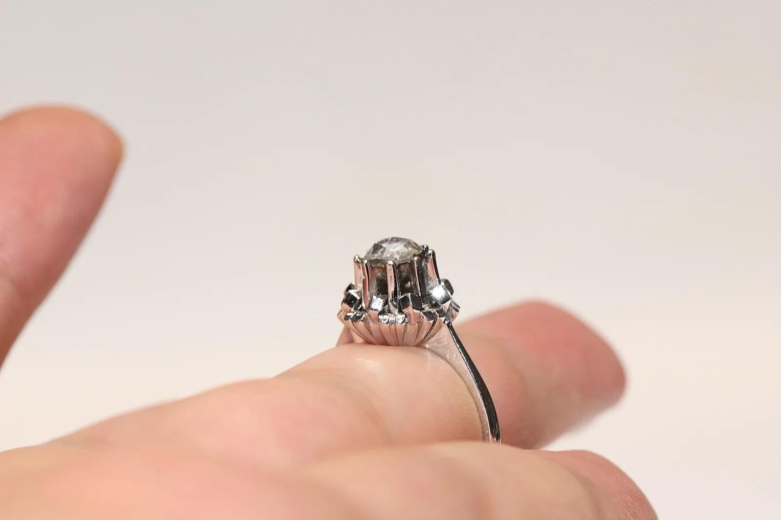Vintage Solitär-Ring, Vintage, ca. 1970er Jahre, 18 Karat Gold, natürlicher Diamant im Rosenschliff im Angebot 5