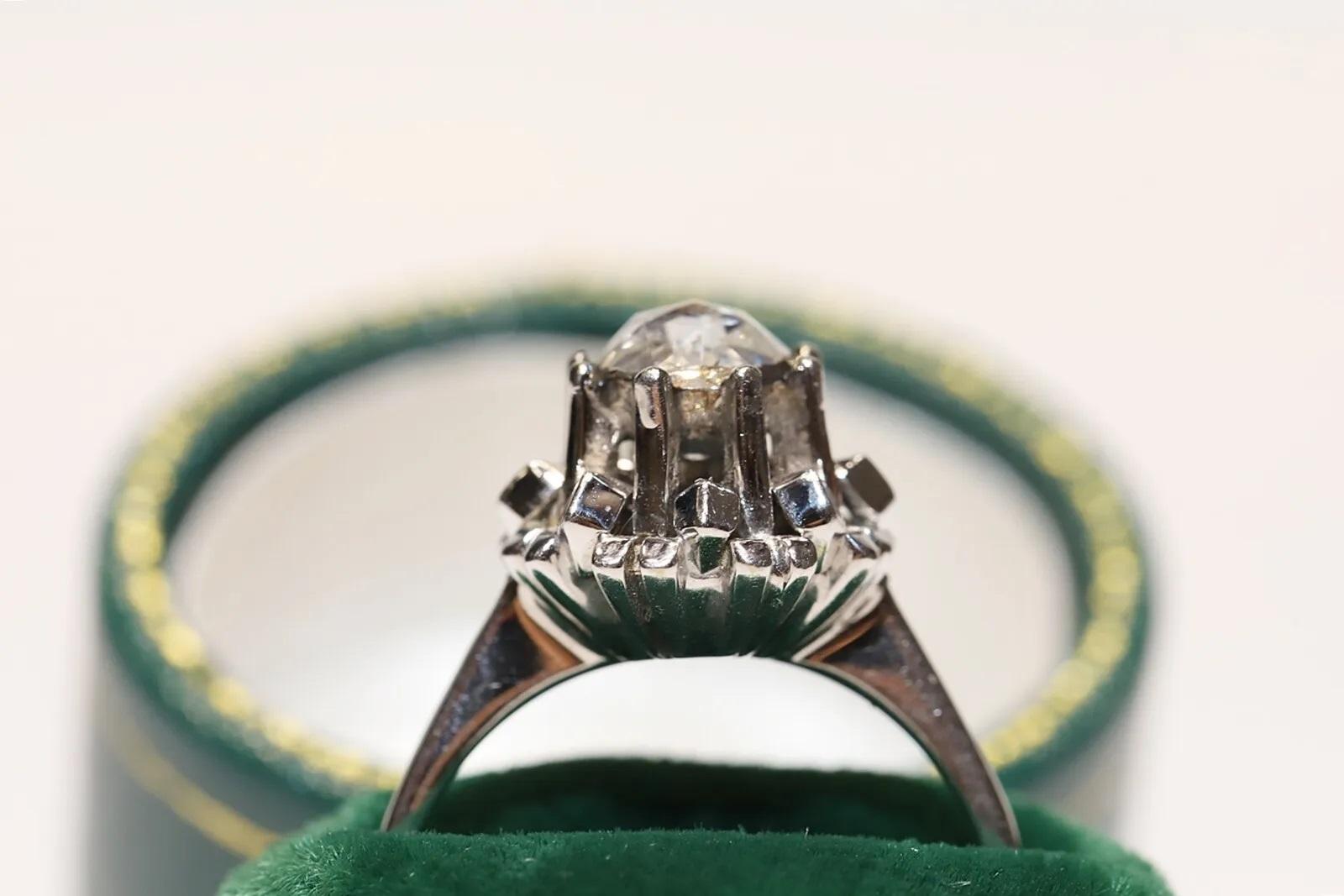 Bague solitaire vintage des années 1970 en or 18 carats avec diamants naturels taille rose en vente 7