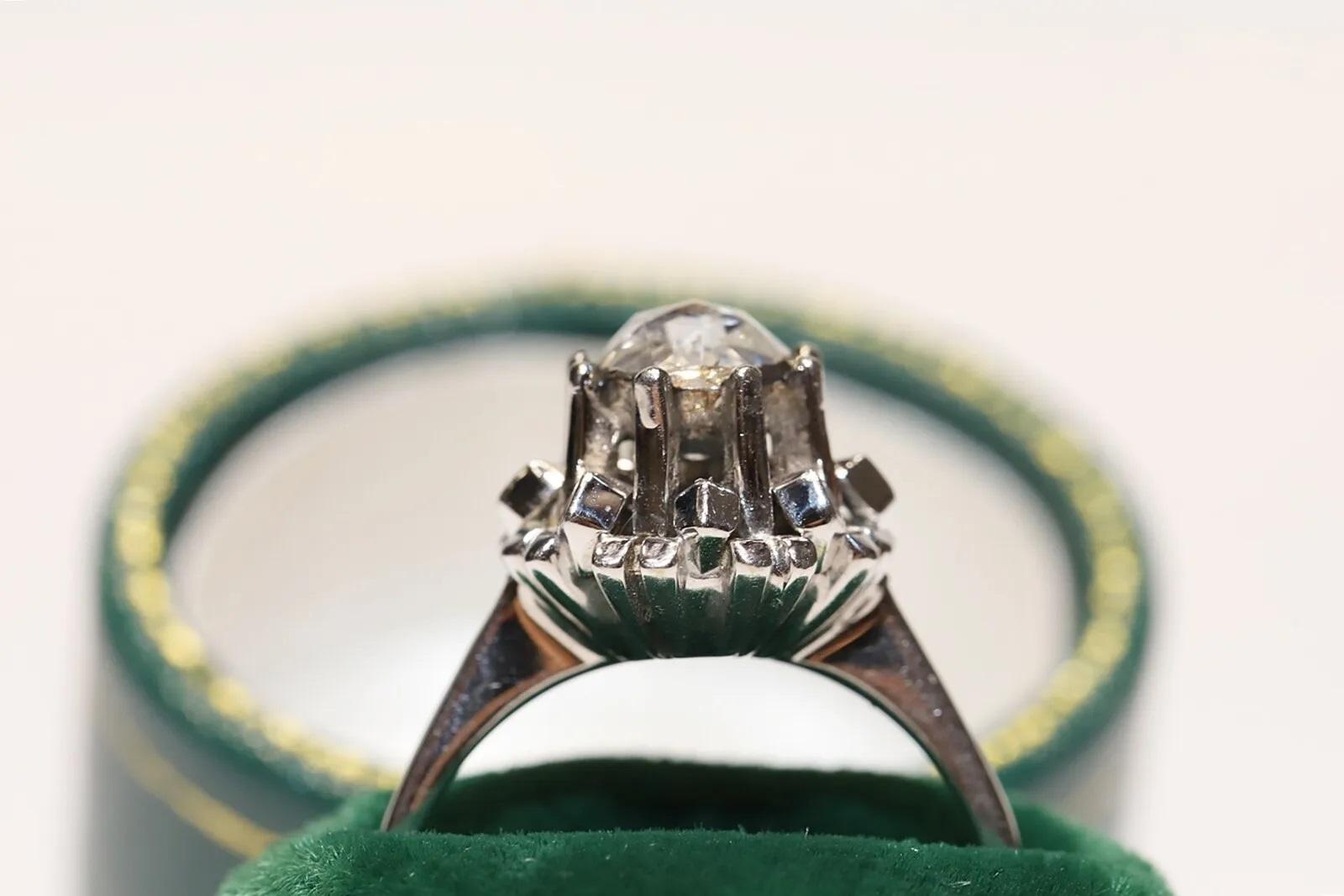 Vintage Solitär-Ring, Vintage, ca. 1970er Jahre, 18 Karat Gold, natürlicher Diamant im Rosenschliff im Angebot 8