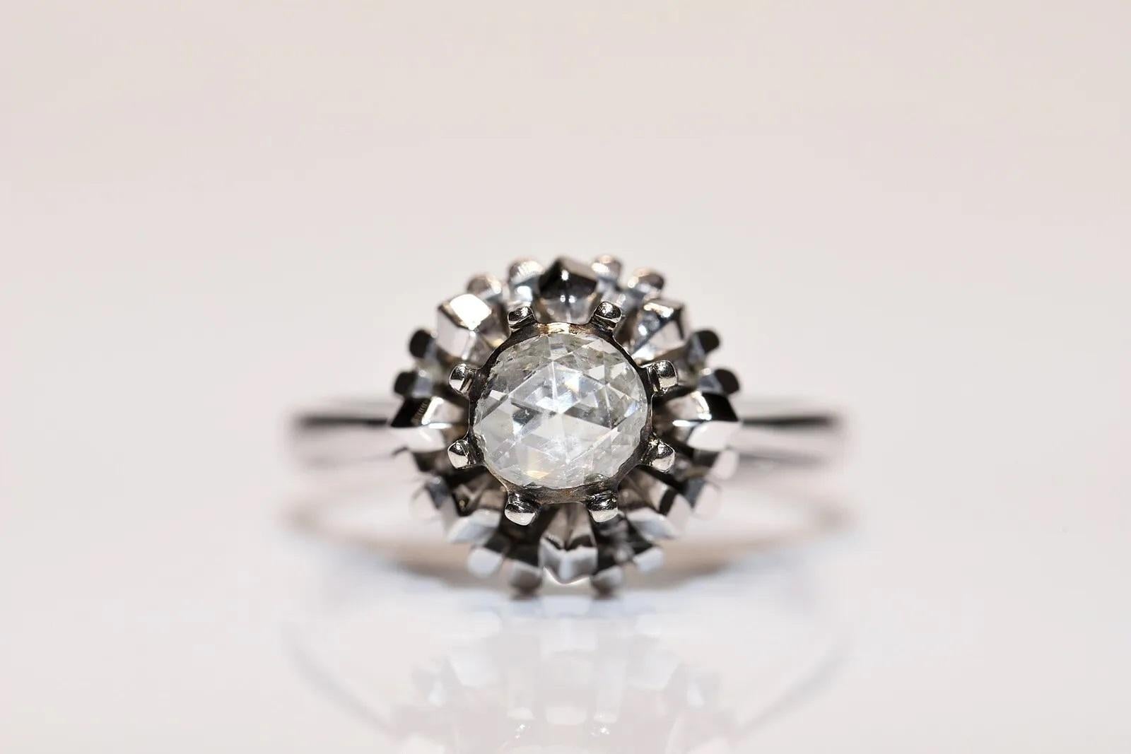 Vintage Solitär-Ring, Vintage, ca. 1970er Jahre, 18 Karat Gold, natürlicher Diamant im Rosenschliff (Retro) im Angebot