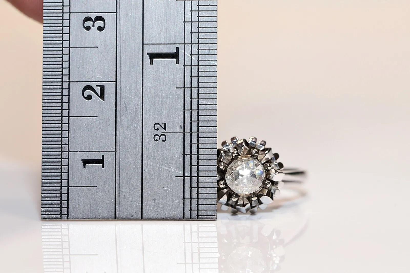 Bague solitaire vintage des années 1970 en or 18 carats avec diamants naturels taille rose en vente 2
