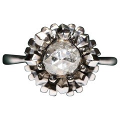 Vintage Solitär-Ring, Vintage, ca. 1970er Jahre, 18 Karat Gold, natürlicher Diamant im Rosenschliff