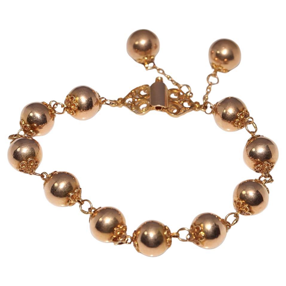 Pulsera Vintage Circa 1970s 18k Handcrafted Ball Design