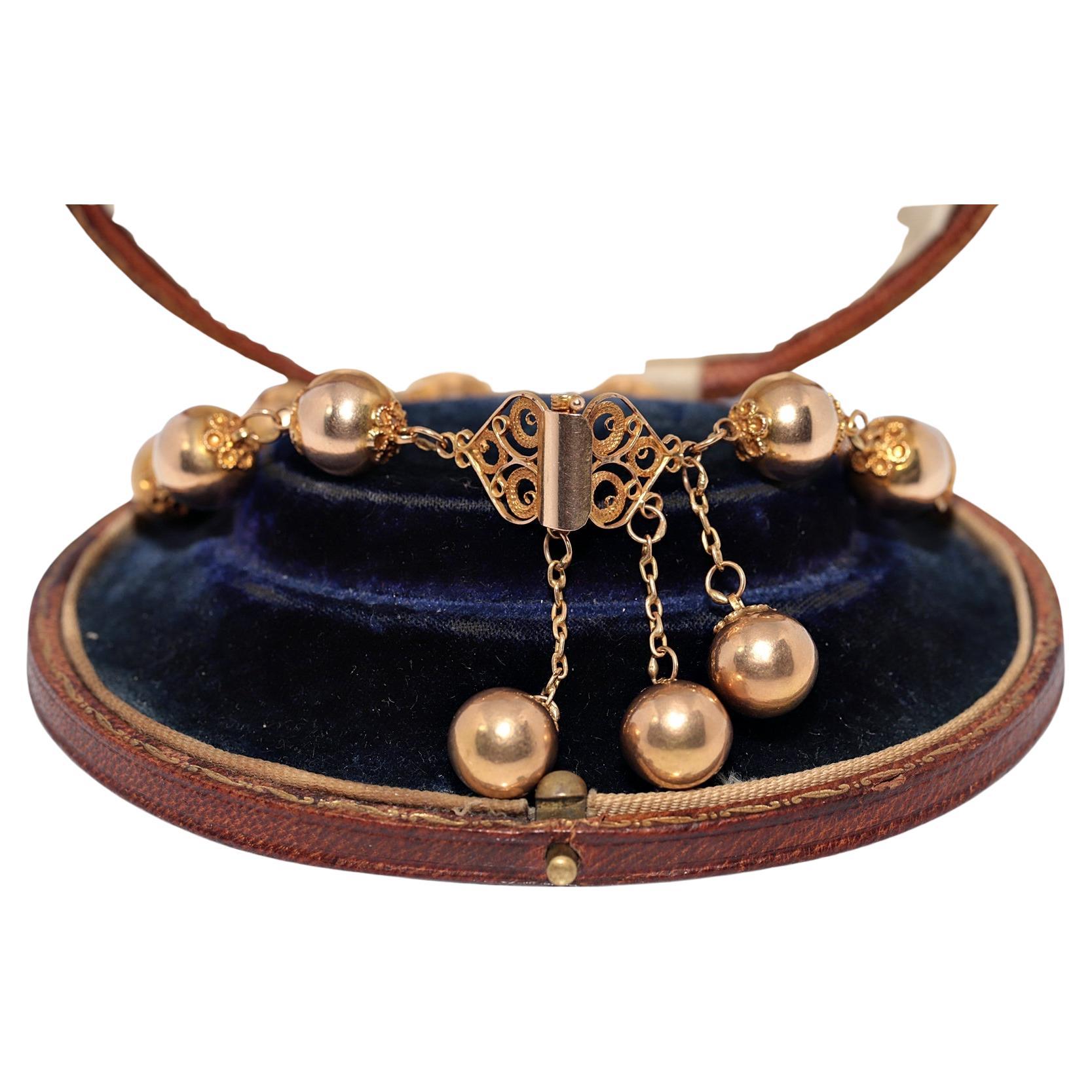 Pulsera Vintage Circa 1970s 18k Handcrafted Ball Design