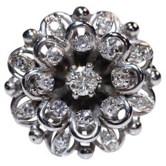Vintage Circa 1970er Jahre 18k Weißgold natürlicher Diamant-Dekorierter Ring