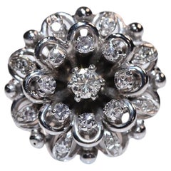 Vintage Circa 1970s 18k White Gold natural Diamond Decorated Ring