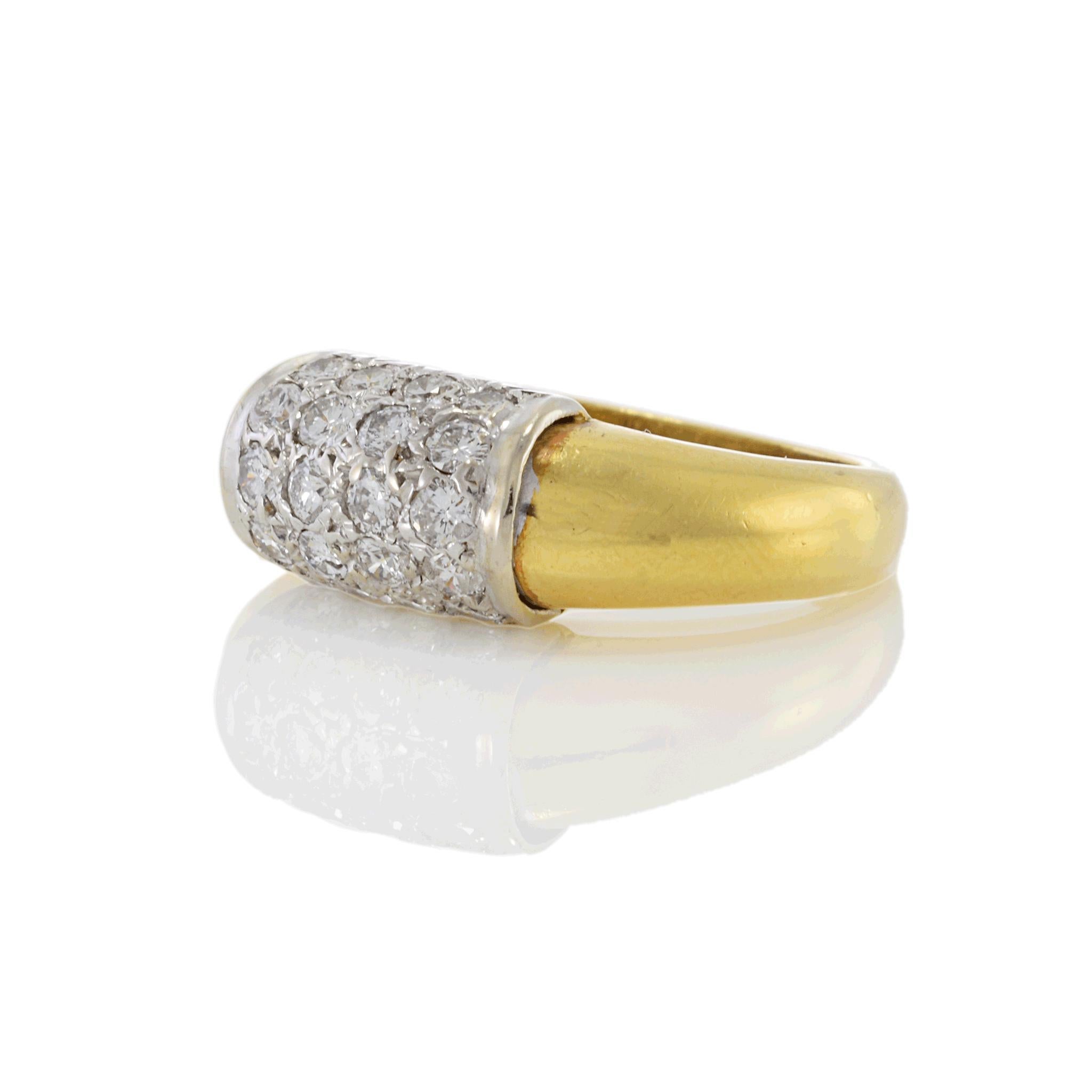 Moderne Vintage Circa Vintage 1970 Bague à barre en or jaune 18KT avec diamant en vente