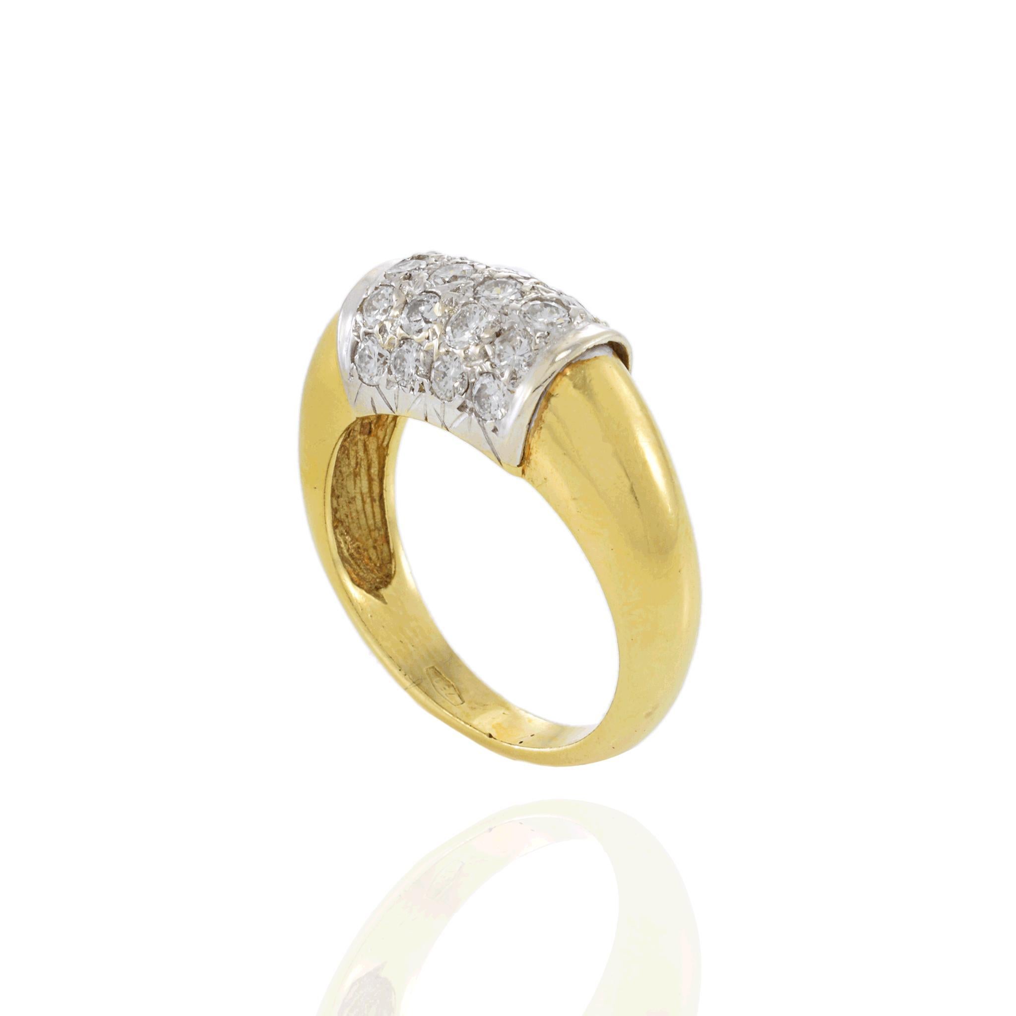 Vintage Circa Vintage 1970 Bague à barre en or jaune 18KT avec diamant Bon état - En vente à New York, NY