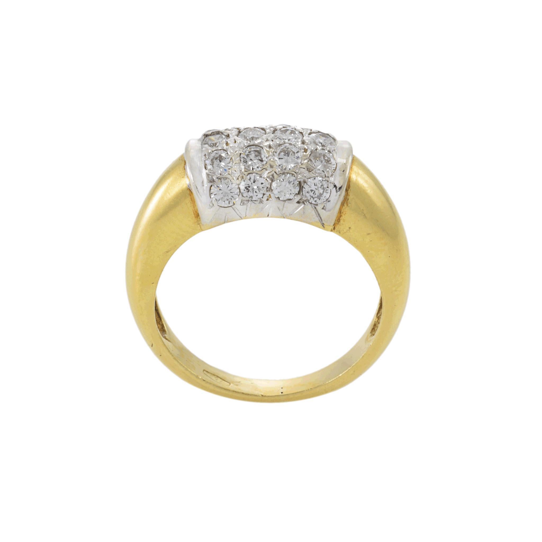 Vintage Circa Vintage 1970 Bague à barre en or jaune 18KT avec diamant Unisexe en vente