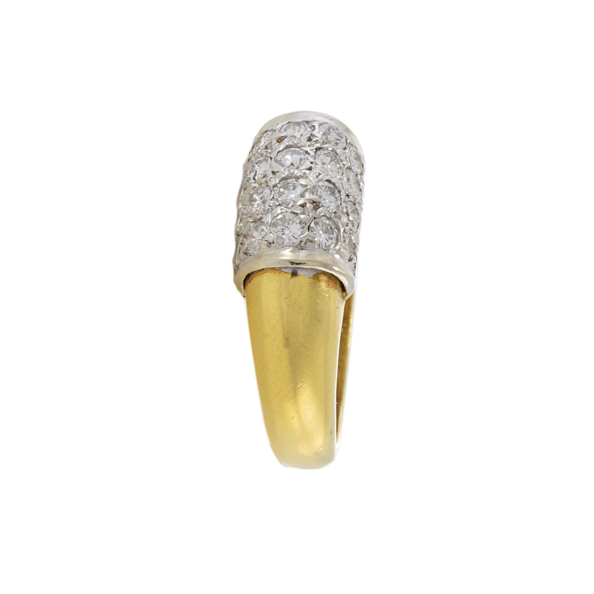 Vintage Circa Vintage 1970 Bague à barre en or jaune 18KT avec diamant en vente 1
