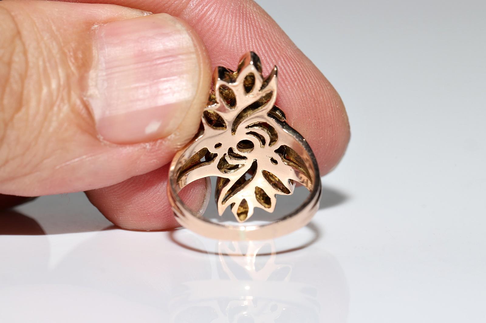 Vintage CIRCA 1970s 8k Gold natürlichen Diamanten und Rubin dekoriert Emaille-Ring im Angebot 5