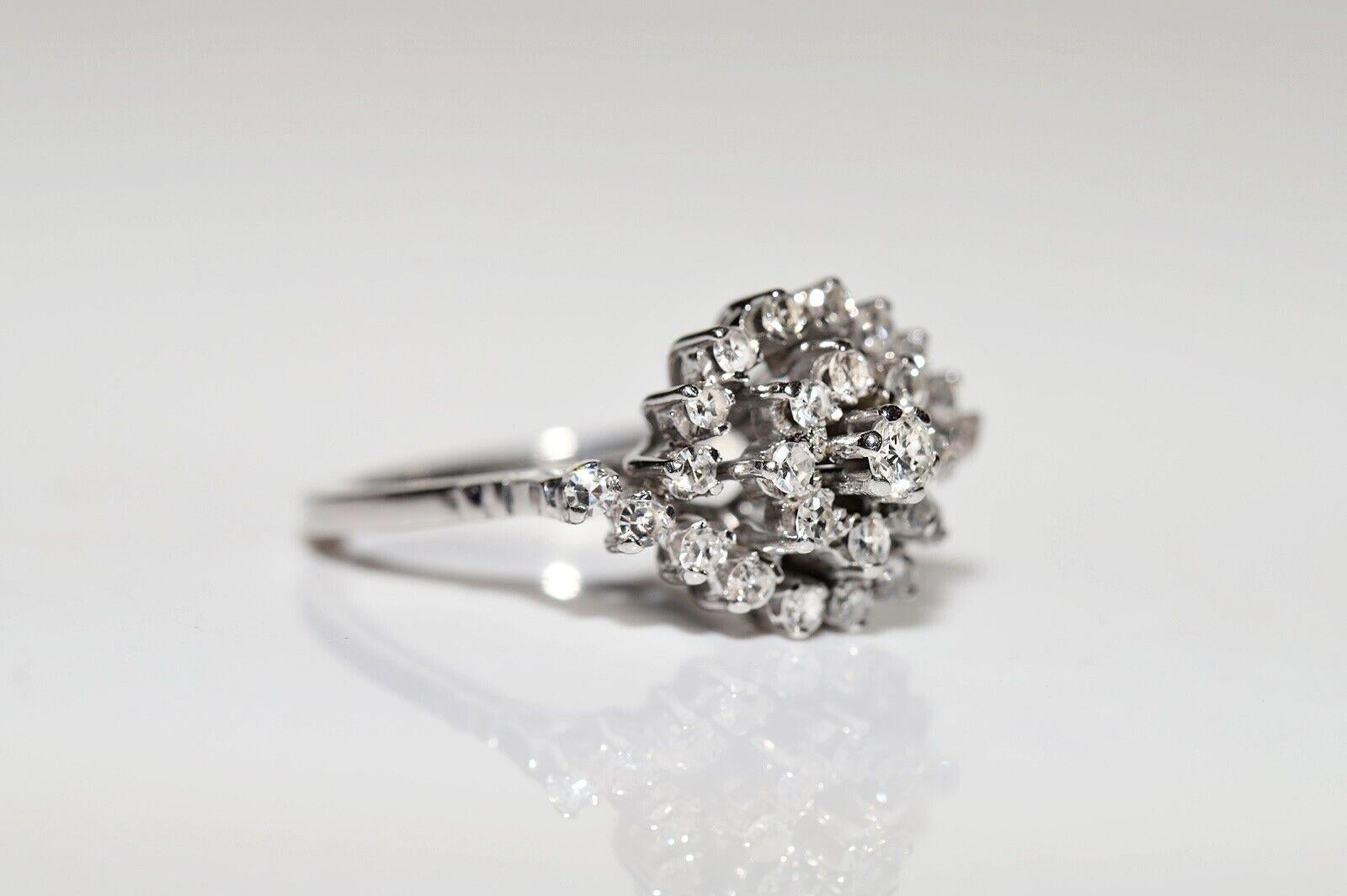 Vintage Circa 1970er Jahre 8k Gold Natürlicher Diamant Dekorierter Vintage-Ring (Brillantschliff) im Angebot