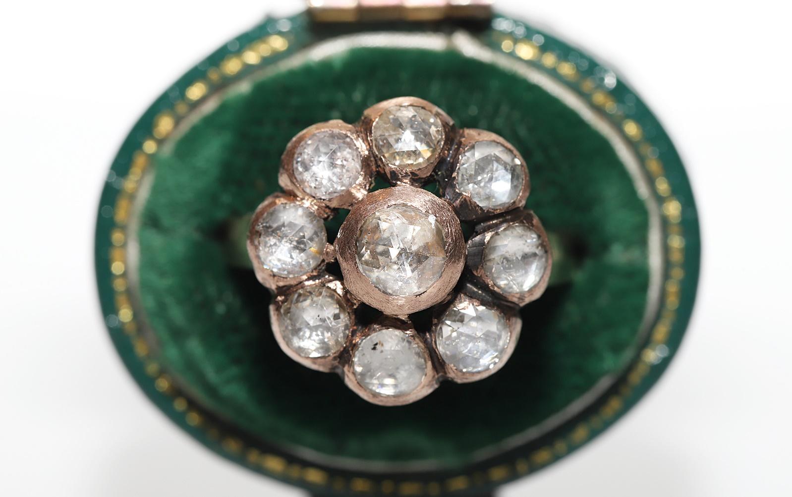 Taille rose Bague vintage des années 1970 en or 8 carats décorée de diamants naturels taille rose  en vente