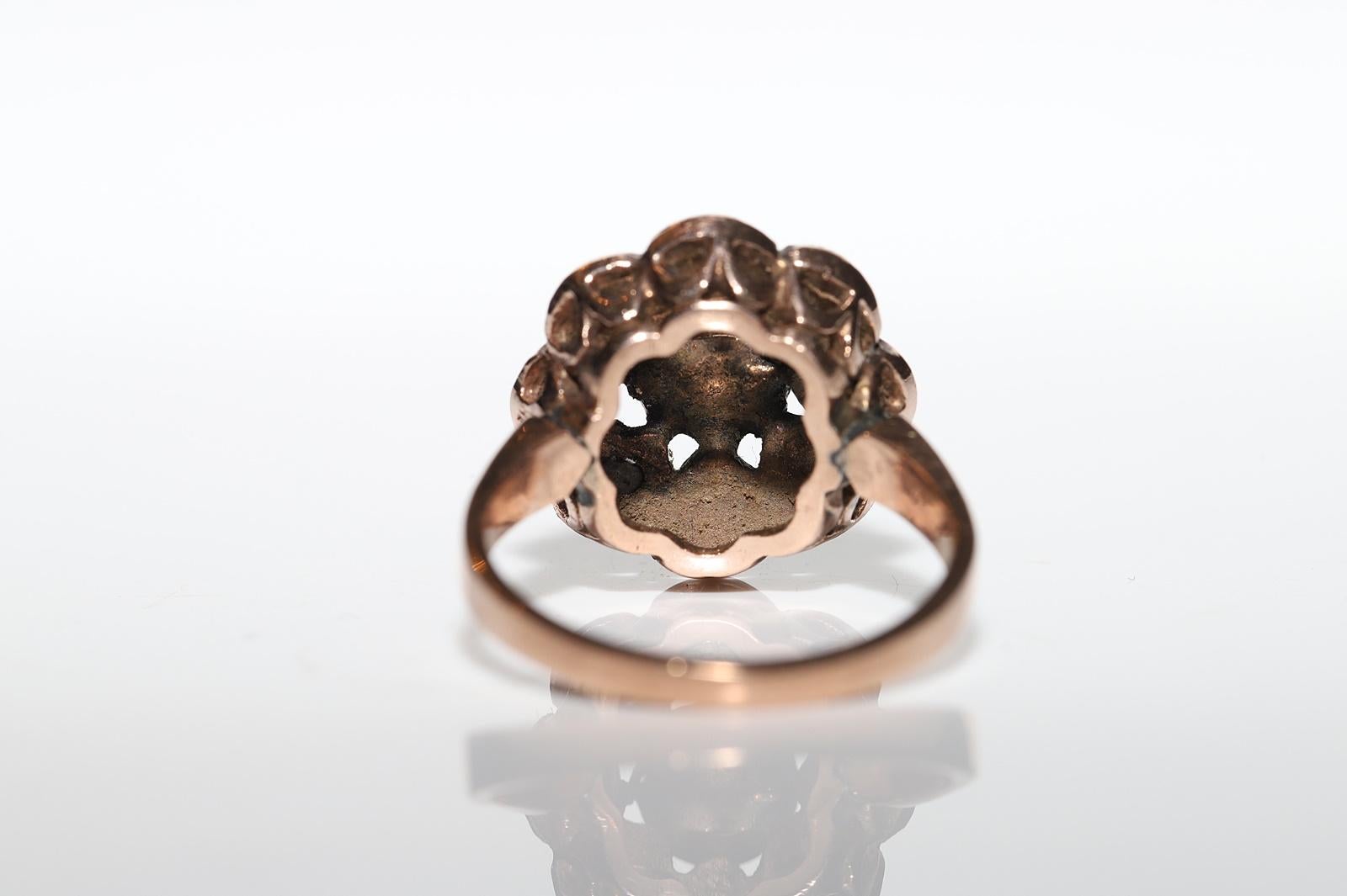 Vintage CIRCA 1970er 8k Gold Natürlicher Rosenschliff Diamant Dekorierter Ring im Angebot 4