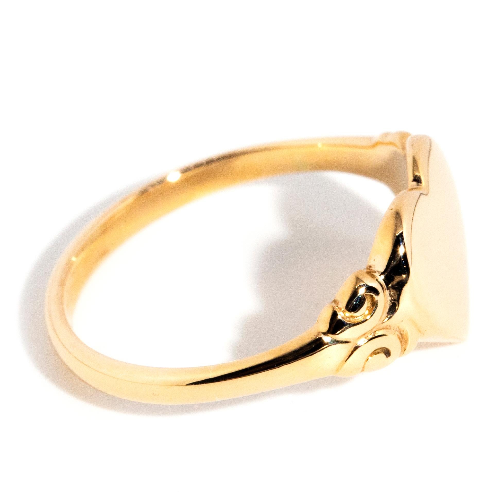 9 Karat Gelbgold Herzförmiger Love Siegelring, Vintage, ca. 1970er Jahre 2