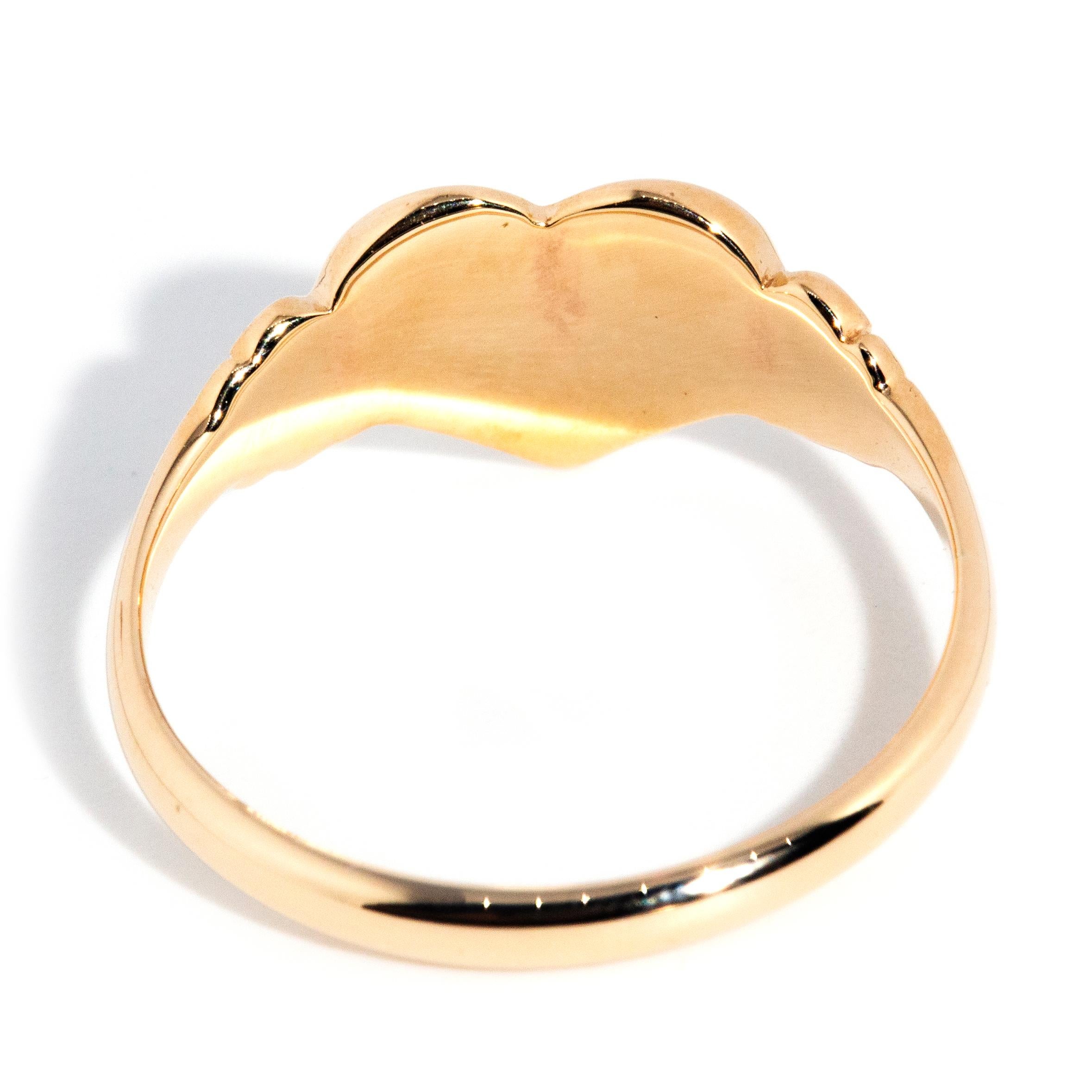 9 Karat Gelbgold Herzförmiger Love Siegelring, Vintage, ca. 1970er Jahre 4