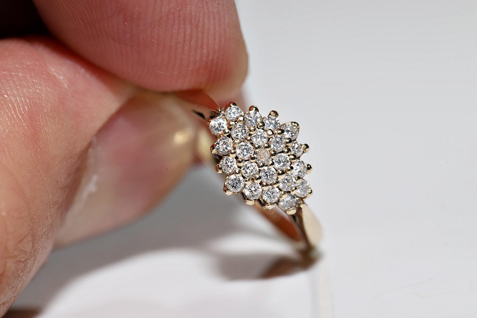 Vintage Circa 1970s 9k Gold Natural Diamond Decorated Ring  For Sale 2