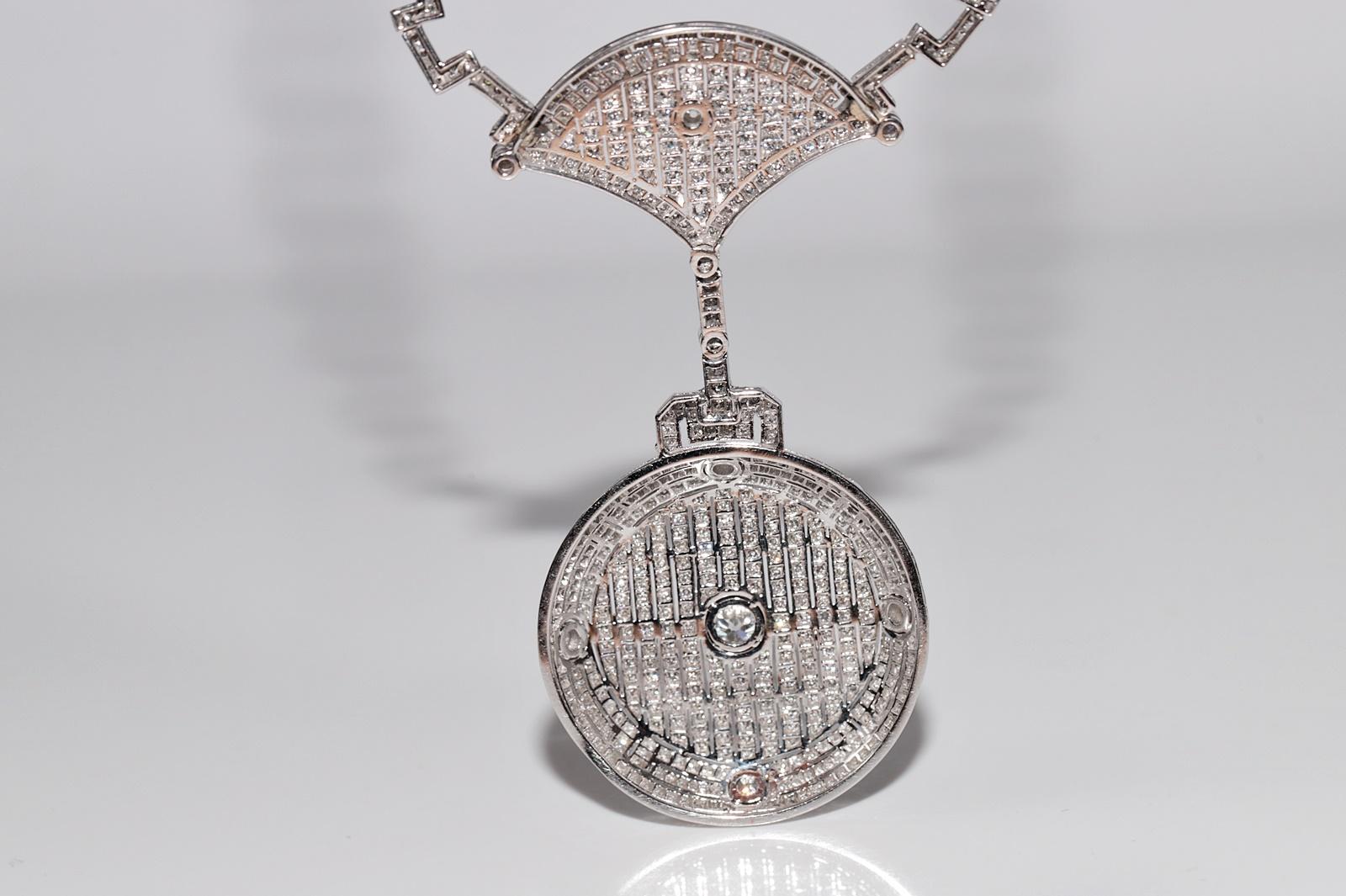 Vintage Circa 1970s Art Deco Platinum Natural Diamond Decorated Necklace For Sale 8
