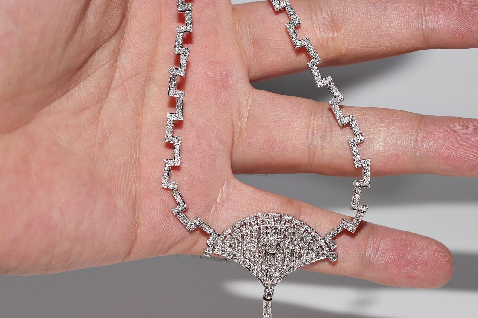 Vintage Circa 1970s Art Deco Platinum Natural Diamond Decorated Necklace For Sale 9