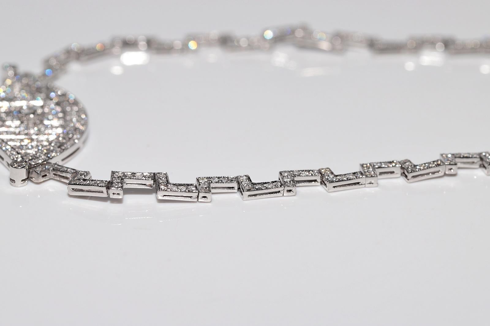 Vintage Circa 1970s Art Deco Platinum Natural Diamond Decorated Necklace For Sale 10
