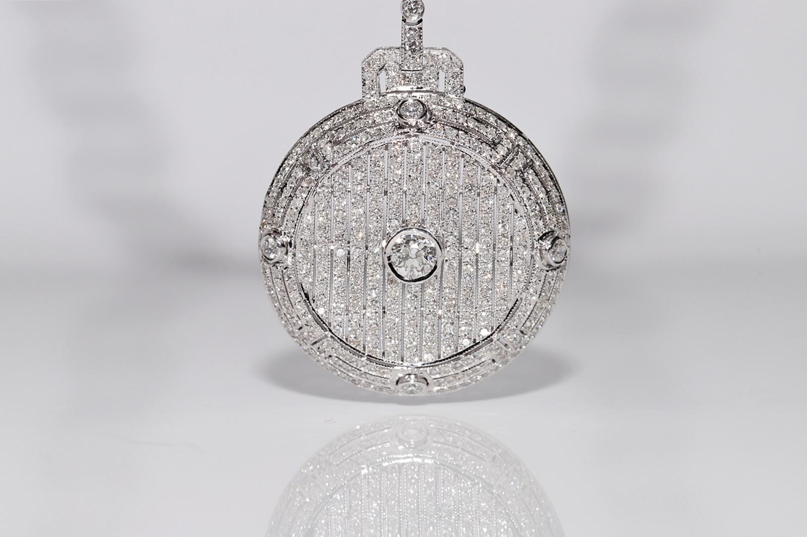 Brilliant Cut Vintage Circa 1970s Art Deco Platinum Natural Diamond Decorated Necklace For Sale