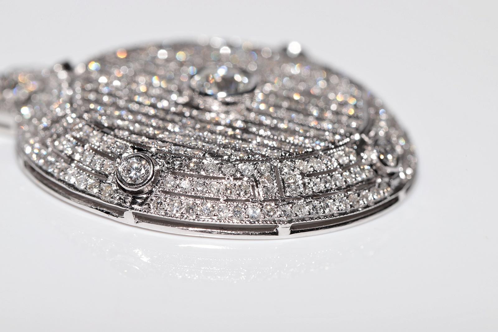 Vintage Circa 1970s Art Deco Platinum Natural Diamond Decorated Necklace For Sale 1