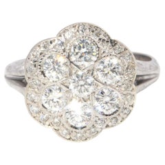 Vintage Circa 1970er Jahre Diamant-Cluster-Ring 18 Karat Gold