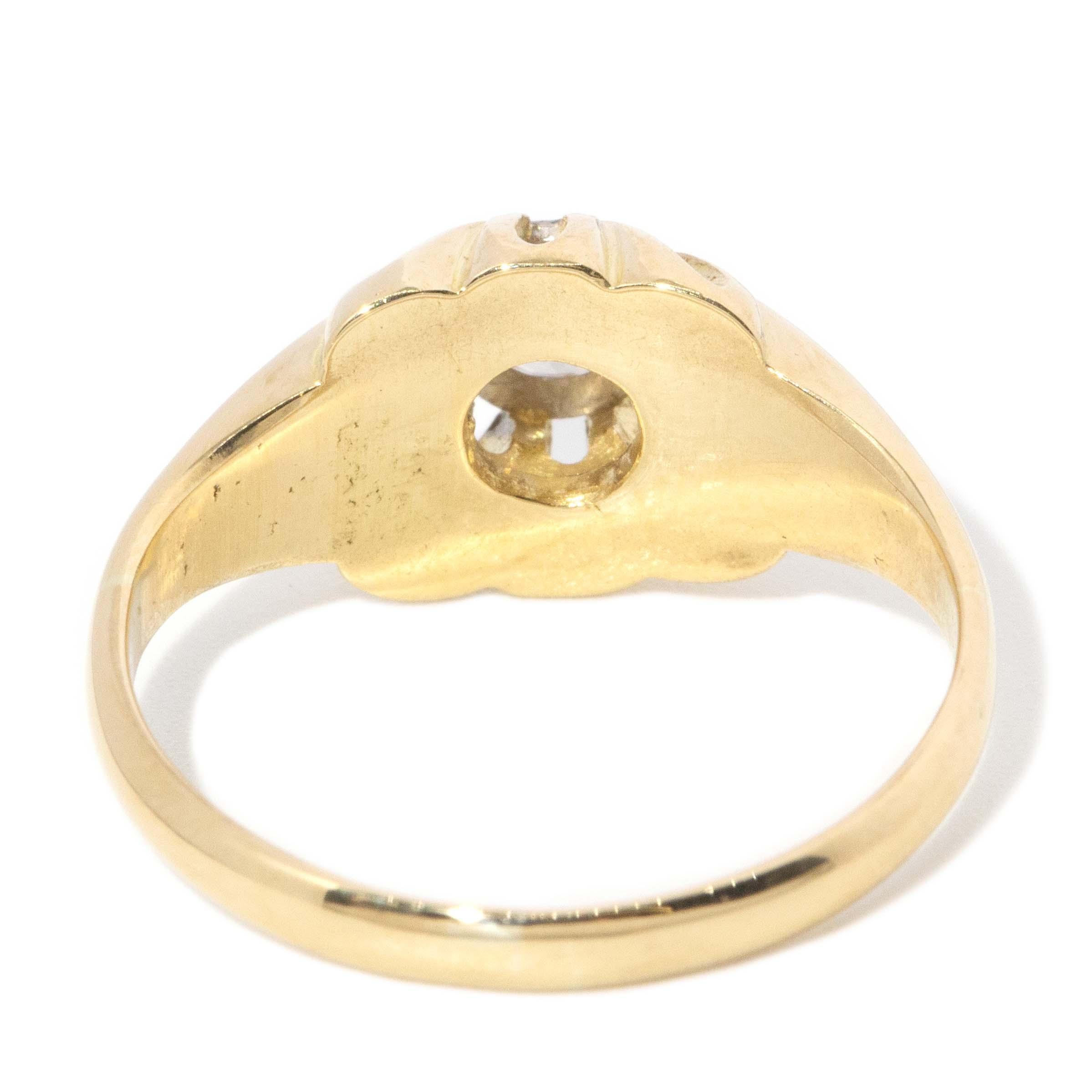 Anillo Gitano Vintage Circa 1970 Diamantes Oro Amarillo 18 Quilates en venta 3