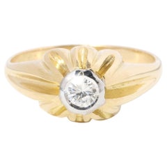 Vintage Circa 1970s Diamond Gypsy Ring 18 Carat Yellow Gold