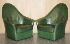 VINTAGE CIRCA 1970's GRÜNES LEINER KUNSTSTOFF SOFA ARMCHAIR FUSSSTUHL SUITE