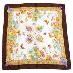 Vintage Circa 1970s Gucci Vineyard Motif Silk Scarf