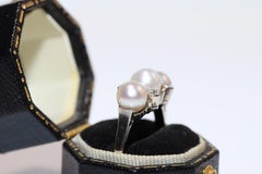 Vintage Circa 1970s handcrafted 14k Gold Natural Diamond And Pearl Ring