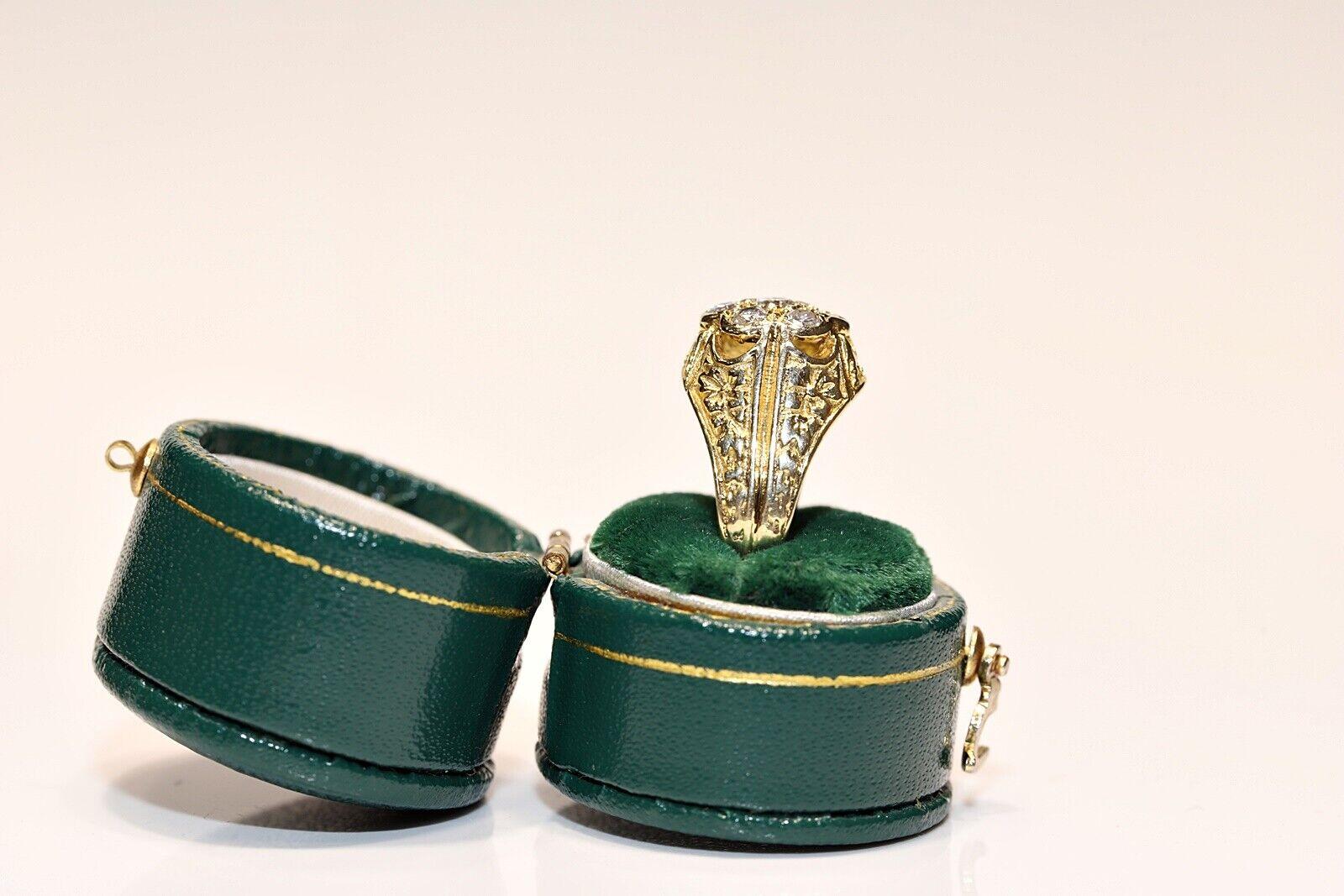 Vintage CIRCA 1970er Jahre handgefertigt 14k Gold natürlichen Diamanten verziert Ring im Angebot 5