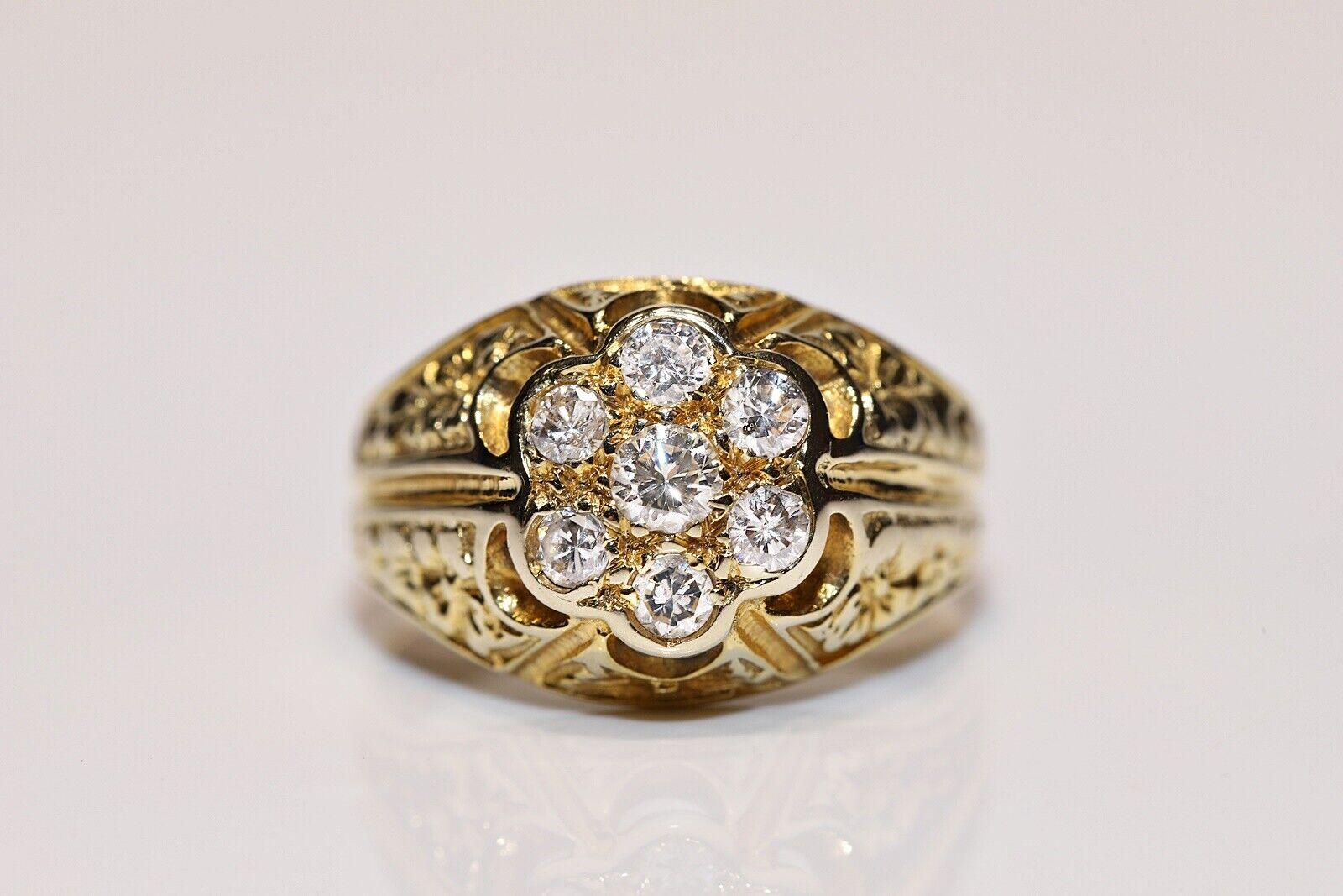 Vintage CIRCA 1970er Jahre handgefertigt 14k Gold natürlichen Diamanten verziert Ring im Angebot 6