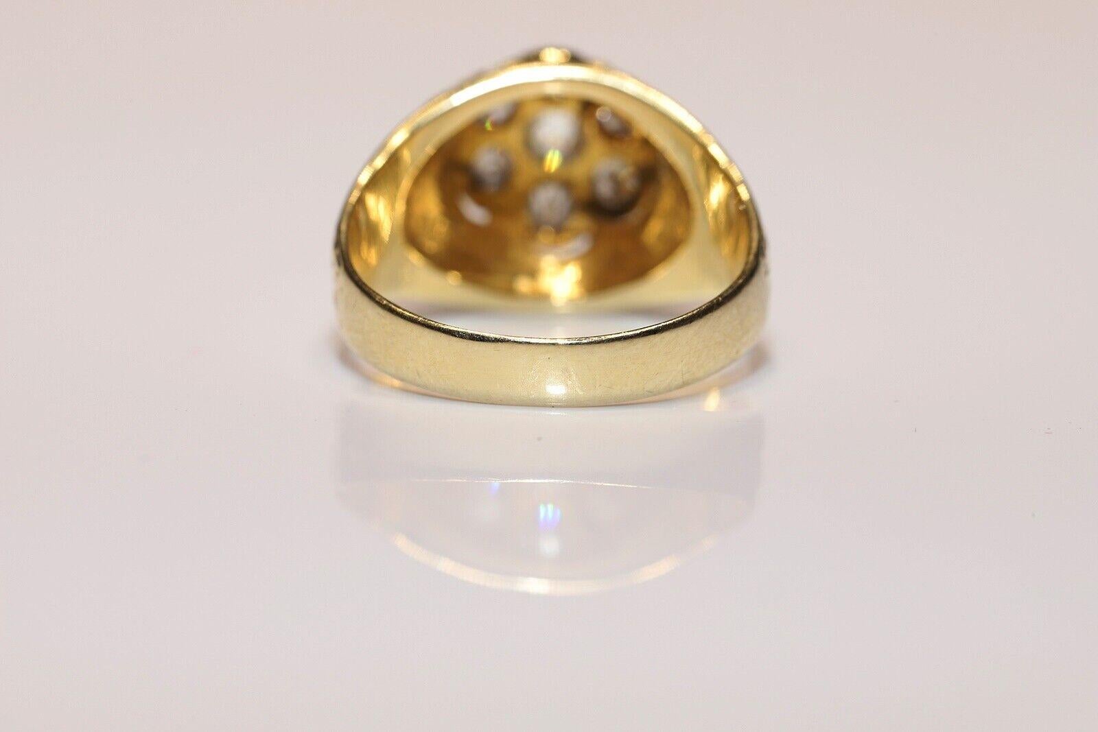 Vintage CIRCA 1970er Jahre handgefertigt 14k Gold natürlichen Diamanten verziert Ring (Brillantschliff) im Angebot
