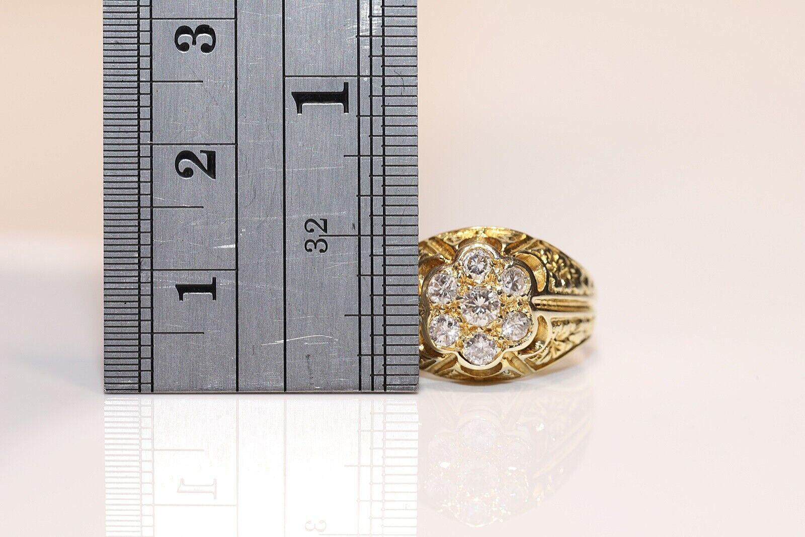 Vintage CIRCA 1970er Jahre handgefertigt 14k Gold natürlichen Diamanten verziert Ring im Zustand „Gut“ im Angebot in Fatih/İstanbul, 34