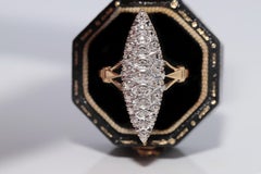 Vintage-Ring CIRCA 1970, handgefertigt aus 18 Karat Gold, mit einem natürlichen Diamanten im Navette-Schliff