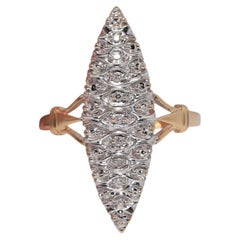 Vintage-Ring CIRCA 1970, handgefertigt aus 18 Karat Gold, mit einem natürlichen Diamanten im Navette-Schliff