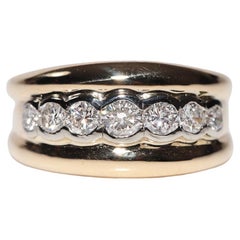 Vintage Circa 1970 Bague Bant en or 18k décorée de diamants naturels et fabriquée à la main
