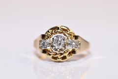 Vintage Circa 1970s Handcrafted 18k Gold Natural Diamond Decorated Ring
