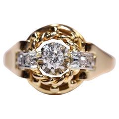 Vintage CIRCA 1970er Jahre handgefertigt 18k Gold natürlichen Diamanten verziert Ring