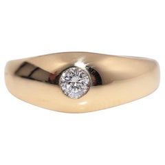 Vintage CIRCA 1970er Jahre handgefertigt 18k Gold natürlichen Diamant Solitär Ring