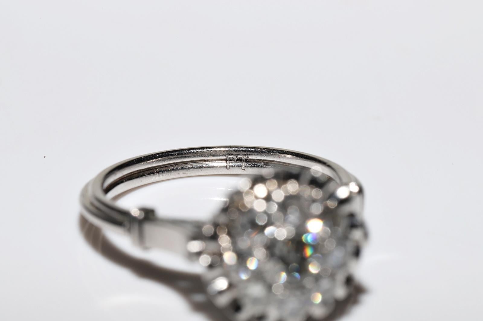 Handgefertigter Platinring mit natürlichem Diamant-Dekor, Vintage, ca. 1970er Jahre im Angebot 5