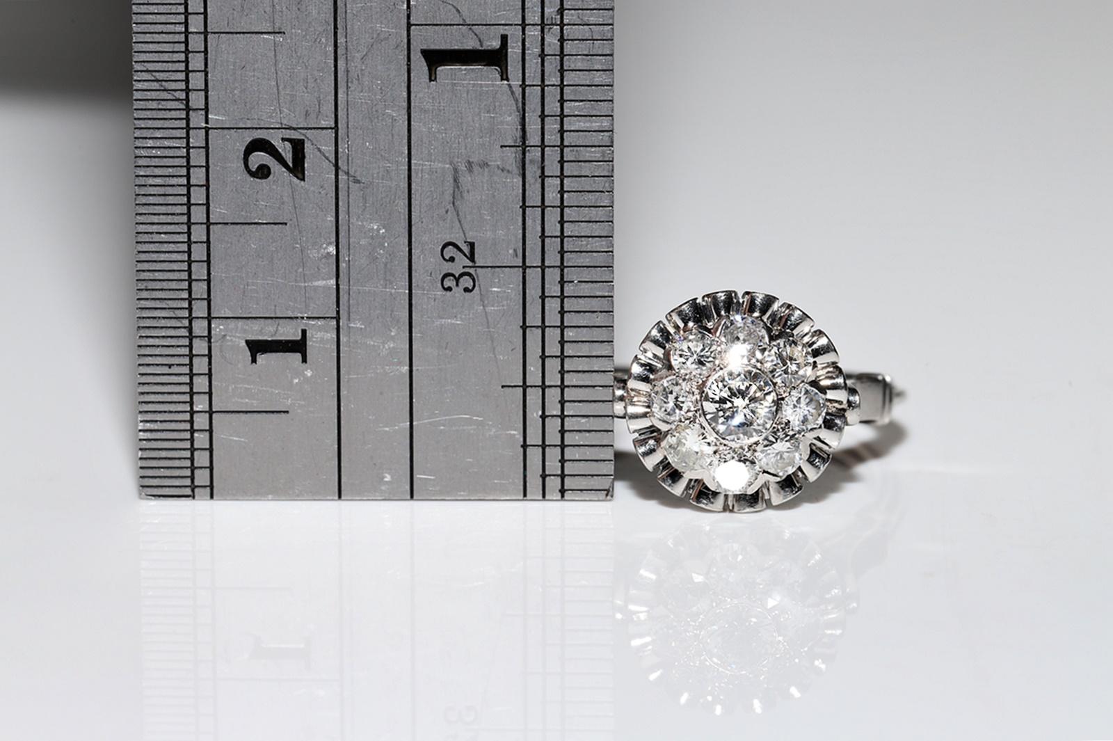 Handgefertigter Platinring mit natürlichem Diamant-Dekor, Vintage, ca. 1970er Jahre im Angebot 6