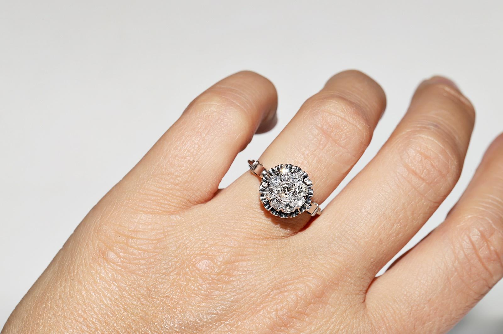 Handgefertigter Platinring mit natürlichem Diamant-Dekor, Vintage, ca. 1970er Jahre im Angebot 8
